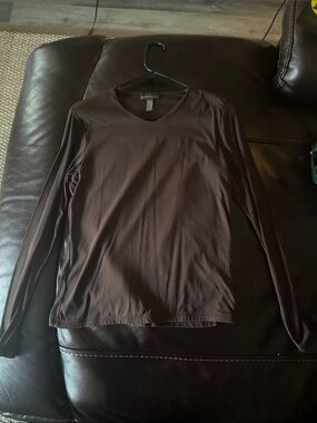 Banana Republic Deep Brown V-Neck Long Sleeve Top